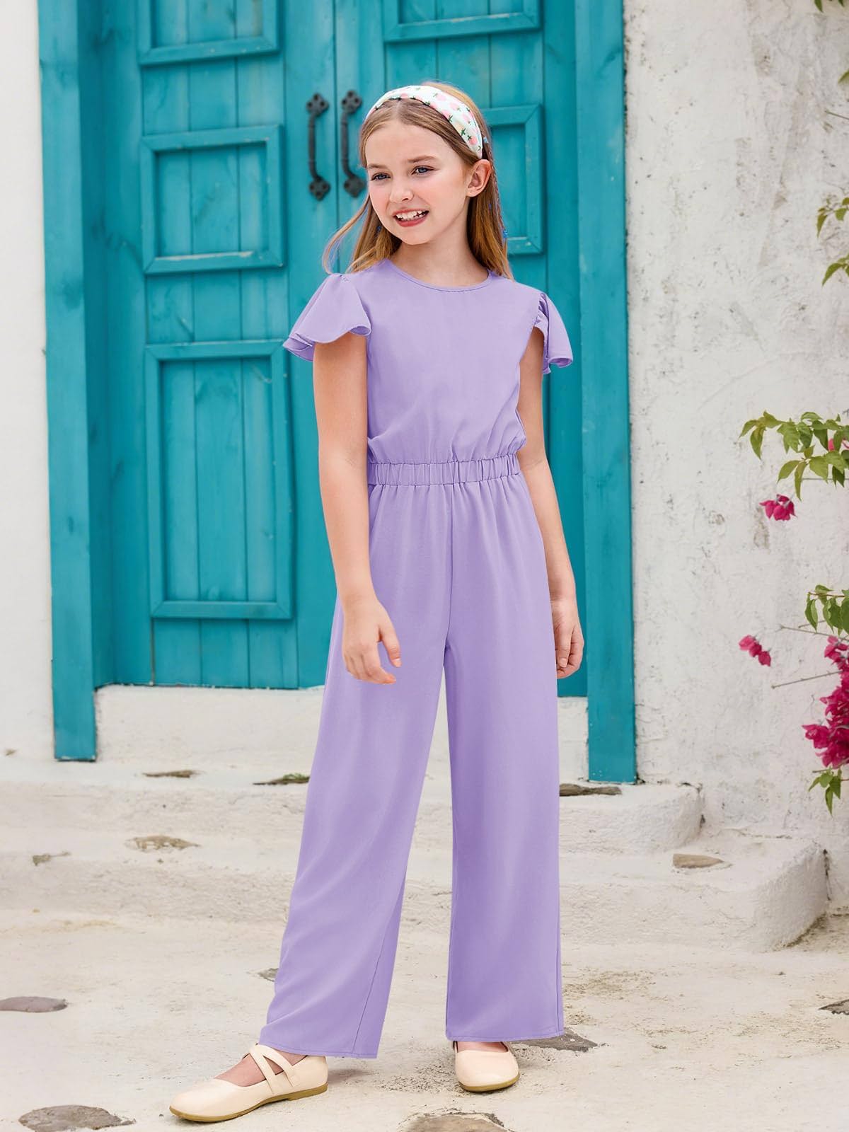 storeofbaby Girls Belted Wide Leg Jumpers Treated With Fire And Heat Retardants
