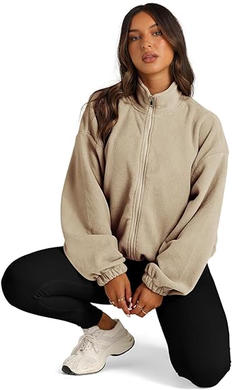 MODARANI Women's Full Zip Fleece Short Jacket