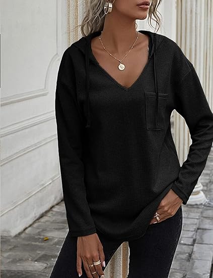 KISSMODA Women's Long Sleeve Drawstring Pullover