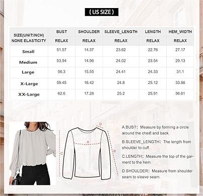 BETTE BOUTIK Women's Crew Neck Long Sleeve Blouses