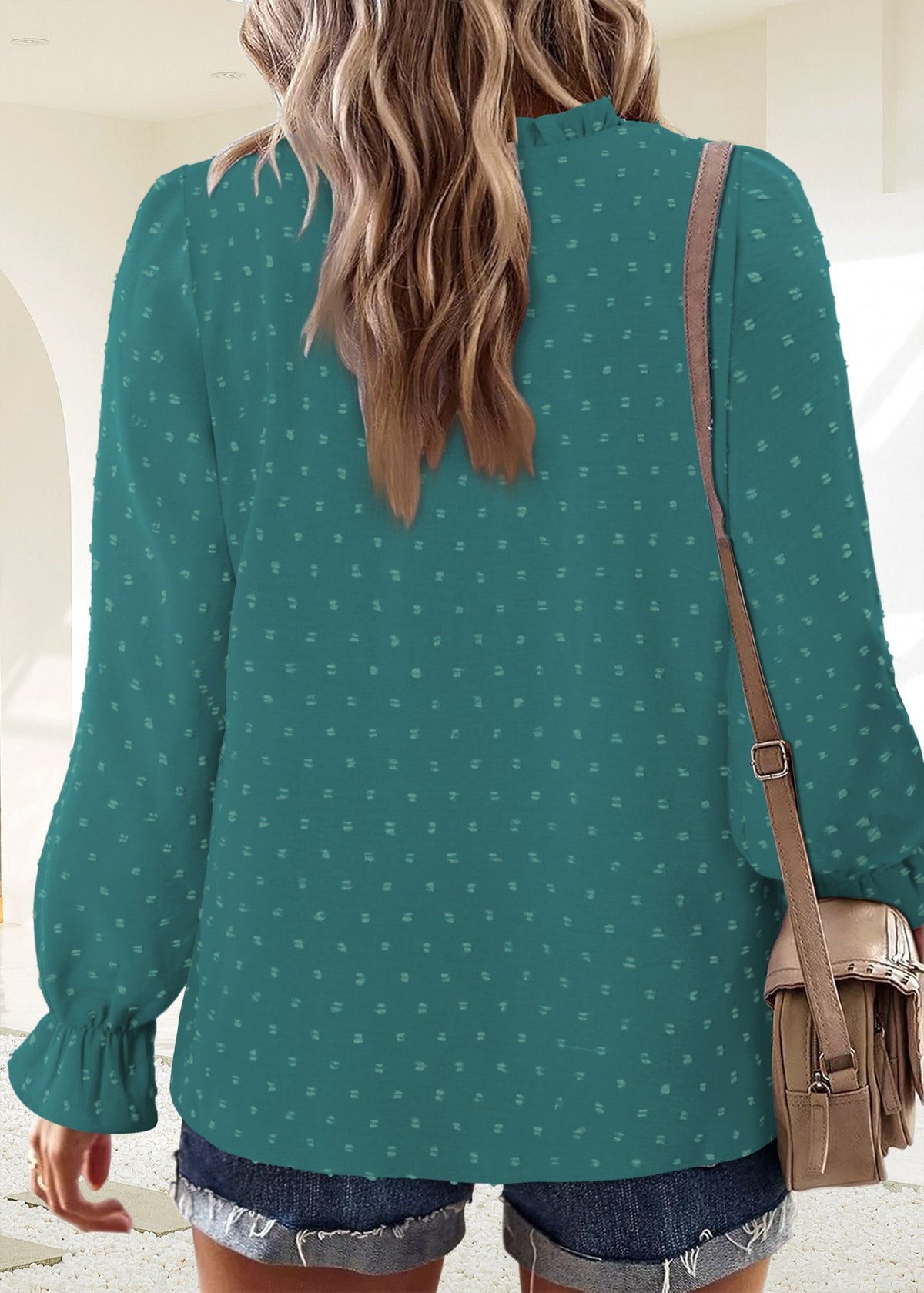 BETTE BOUTIK Womens Boho Fall Fashion Tops Long Sleeve Casual Shirts Flowy Swiss Dot Blouses