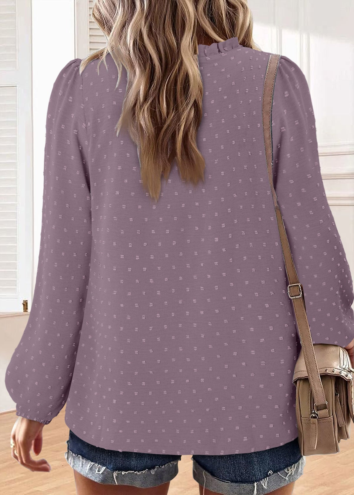 BETTE BOUTIK Womens Boho Fall Fashion Tops Long Sleeve Casual Shirts Flowy Swiss Dot Blouses