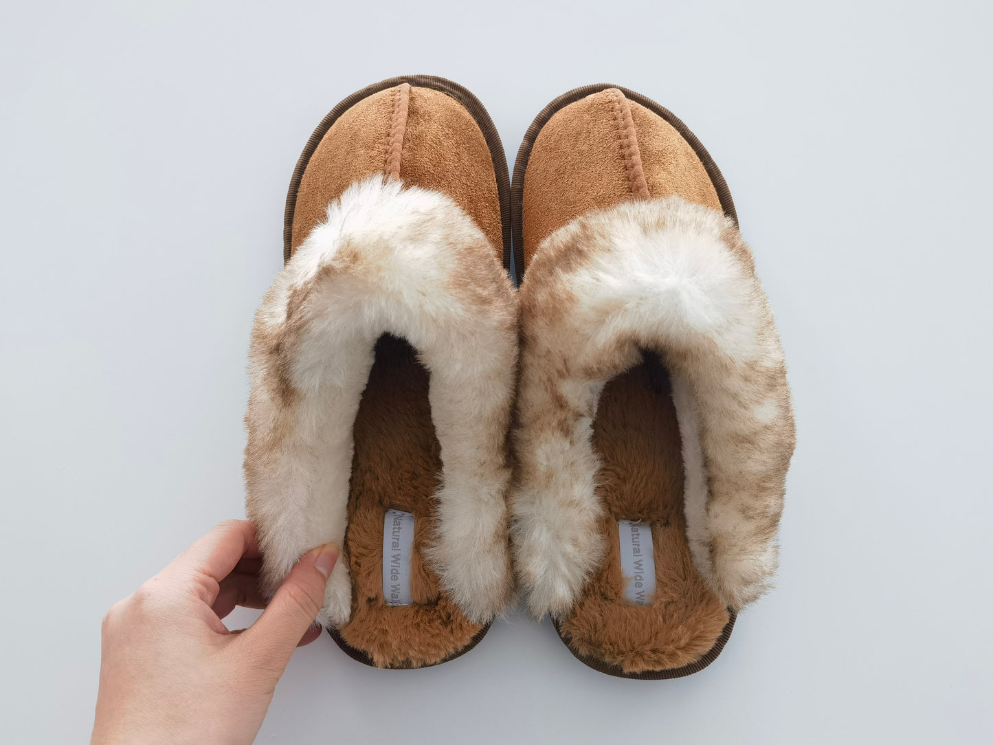 Natural Wide Walk Winter Fuzzy House Slippers
