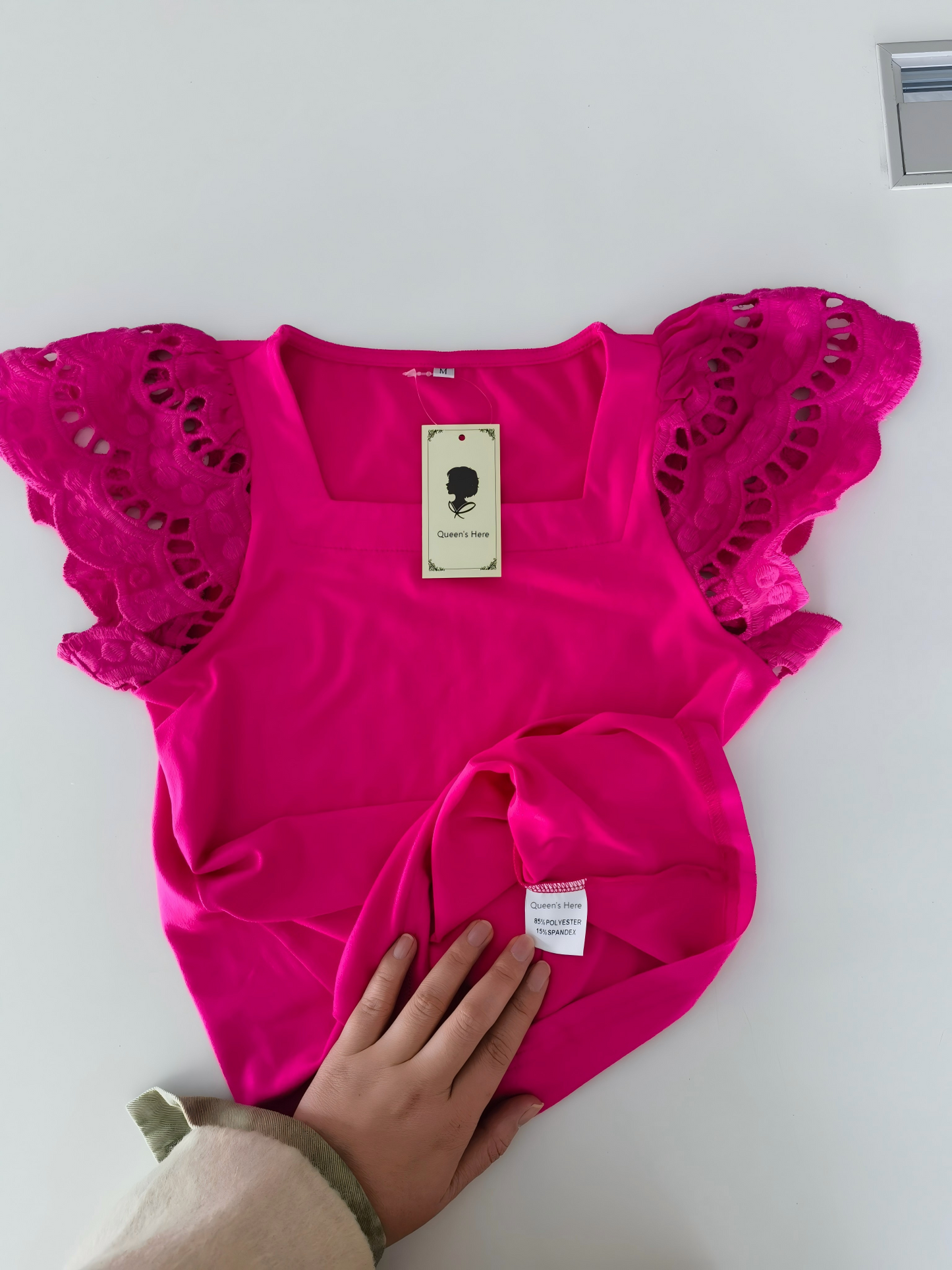 Queen's Here Girls Square Neck Ruffle Sleeve Tops