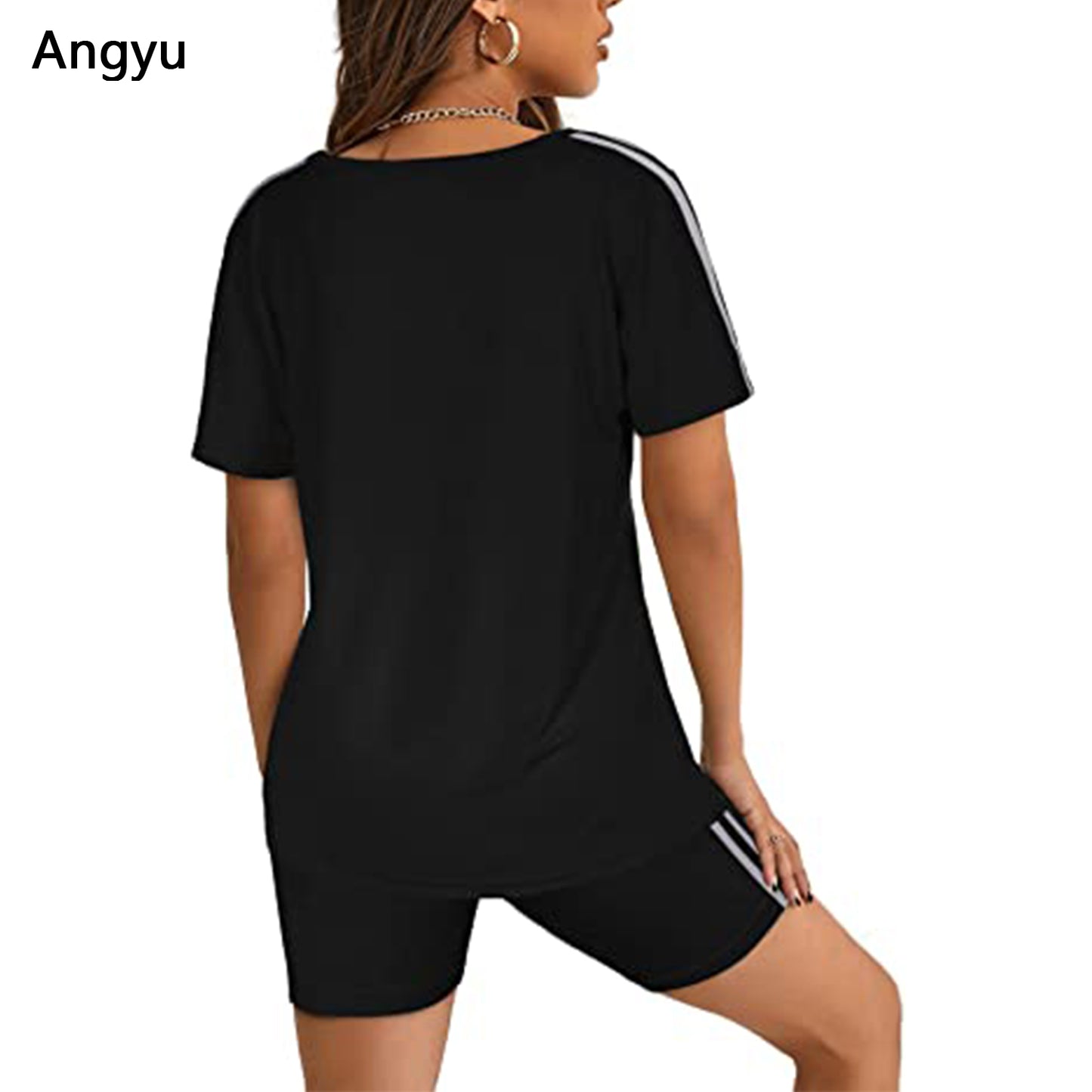 Angyu Two Piece Outfits for Women Short Sleeve