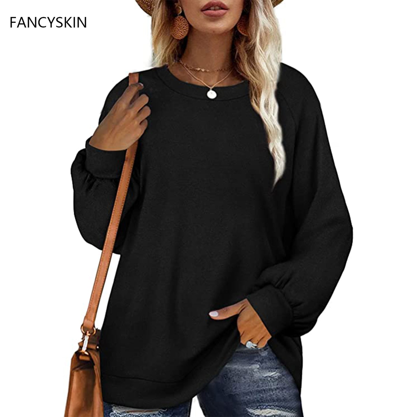 FANCYSKIN Sweatshirt for Women Long Lantern Sleeve