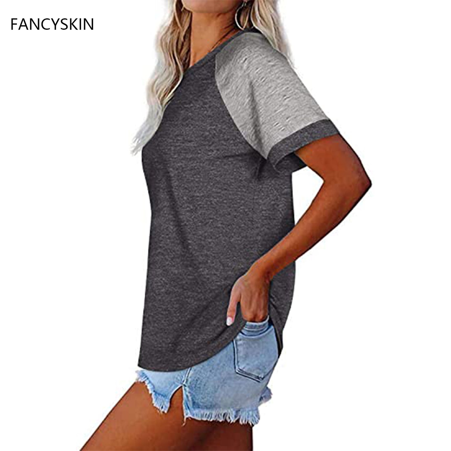 FANCYSKIN Women's Short Raglan Sleeve T-Shirts