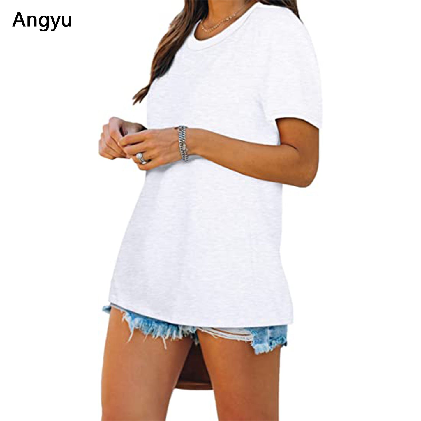 Angyu Summer Tops for Women Crewneck Loose Fit Soft
