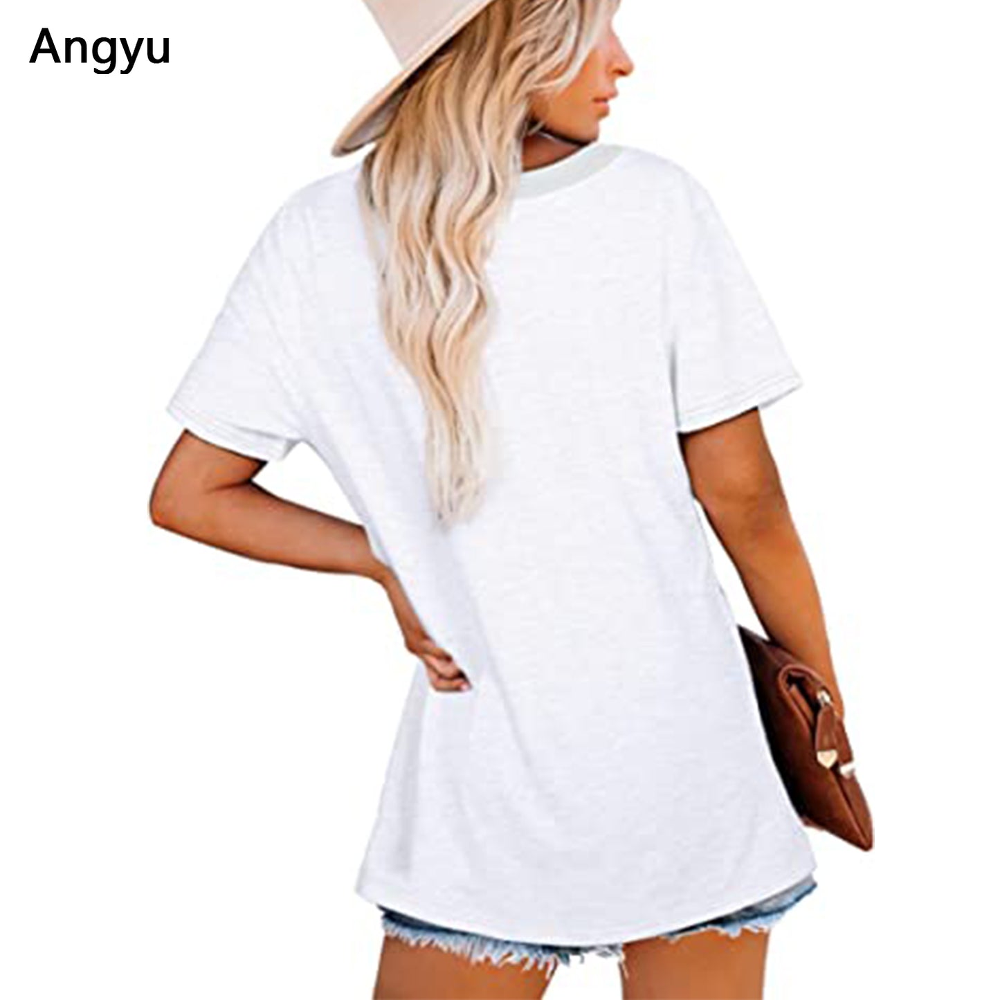 Angyu Summer Tops for Women Crewneck Loose Fit Soft