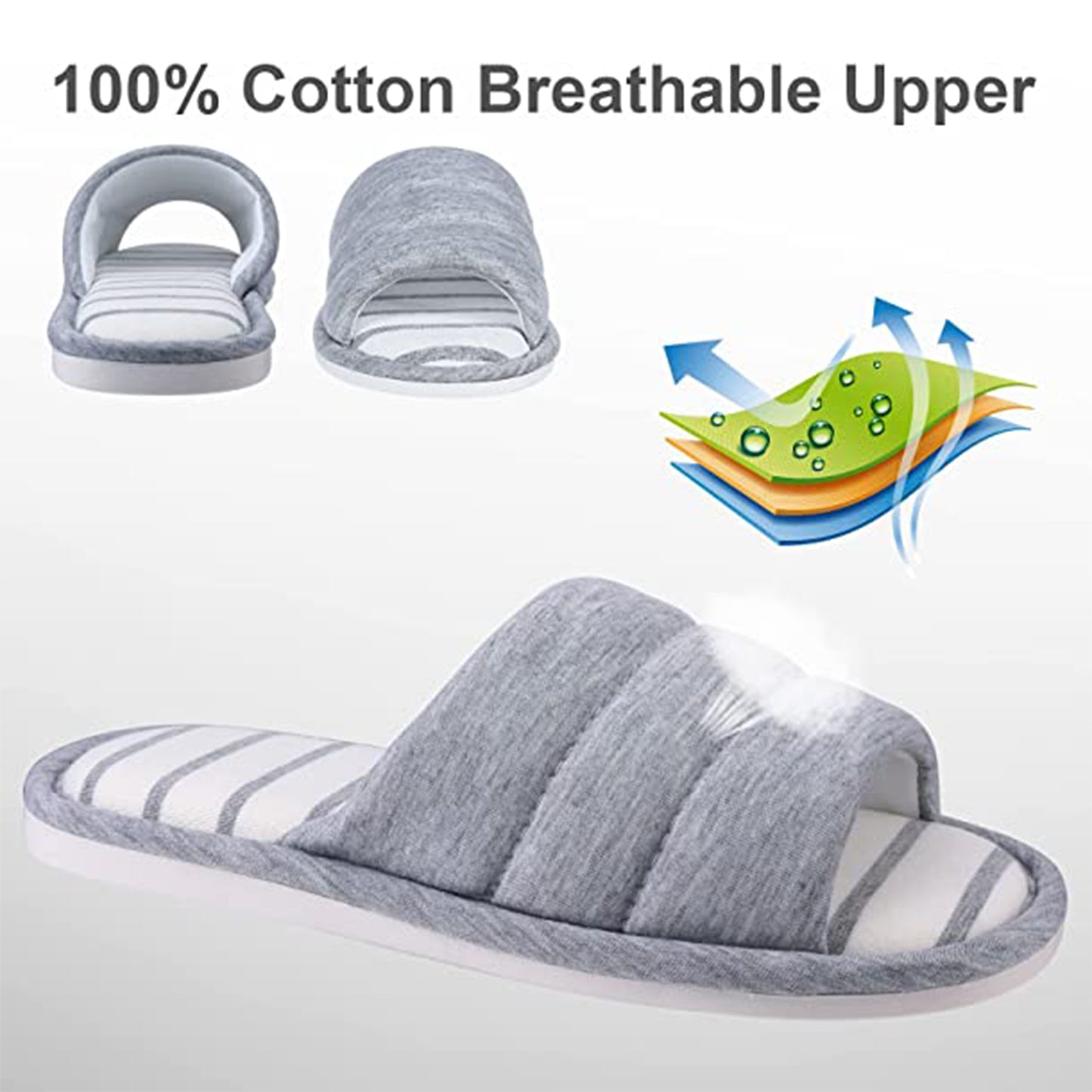 SINCHA Womens Open Toe House Slippers