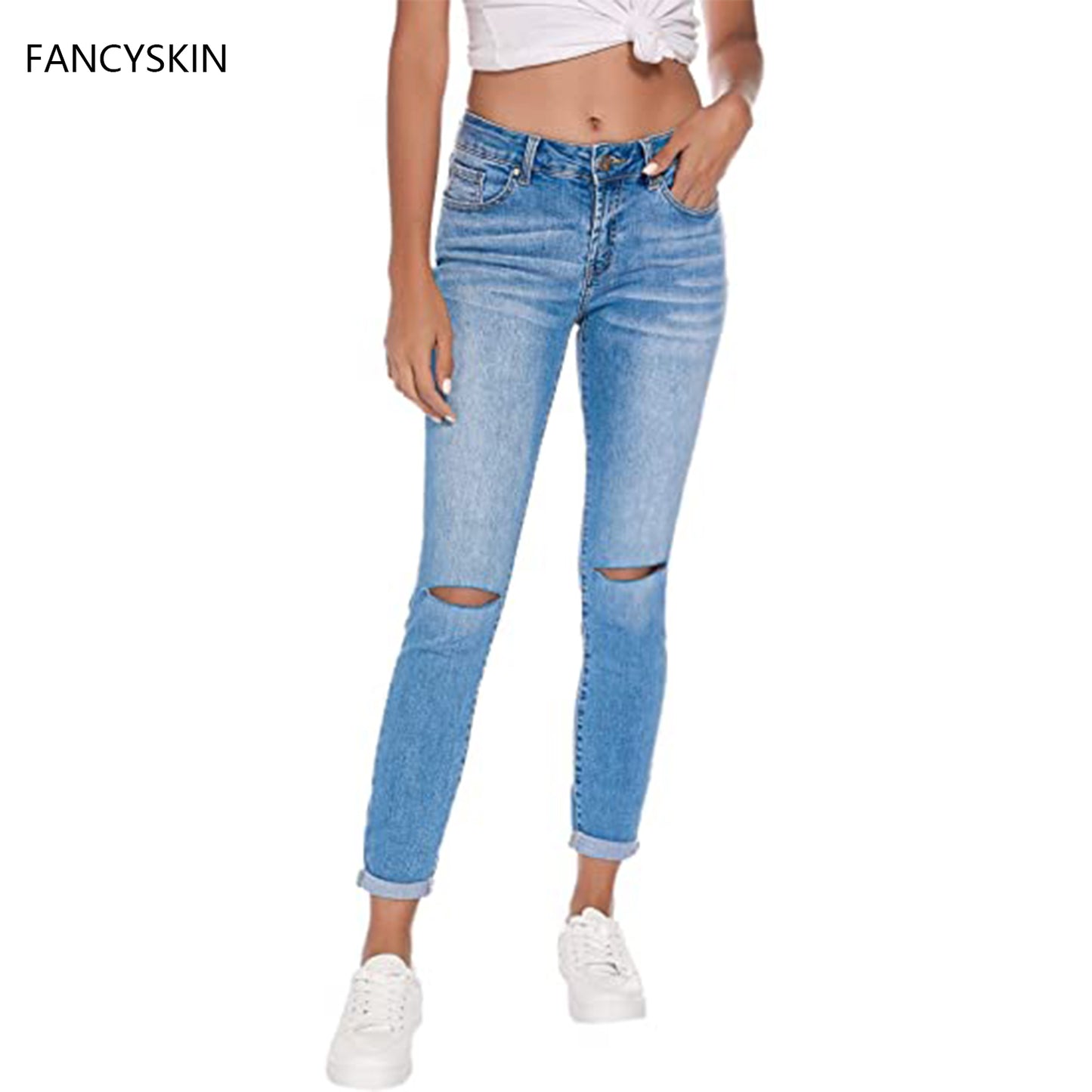 FANCYSKIN Women's Ripped Boyfriend Jeans