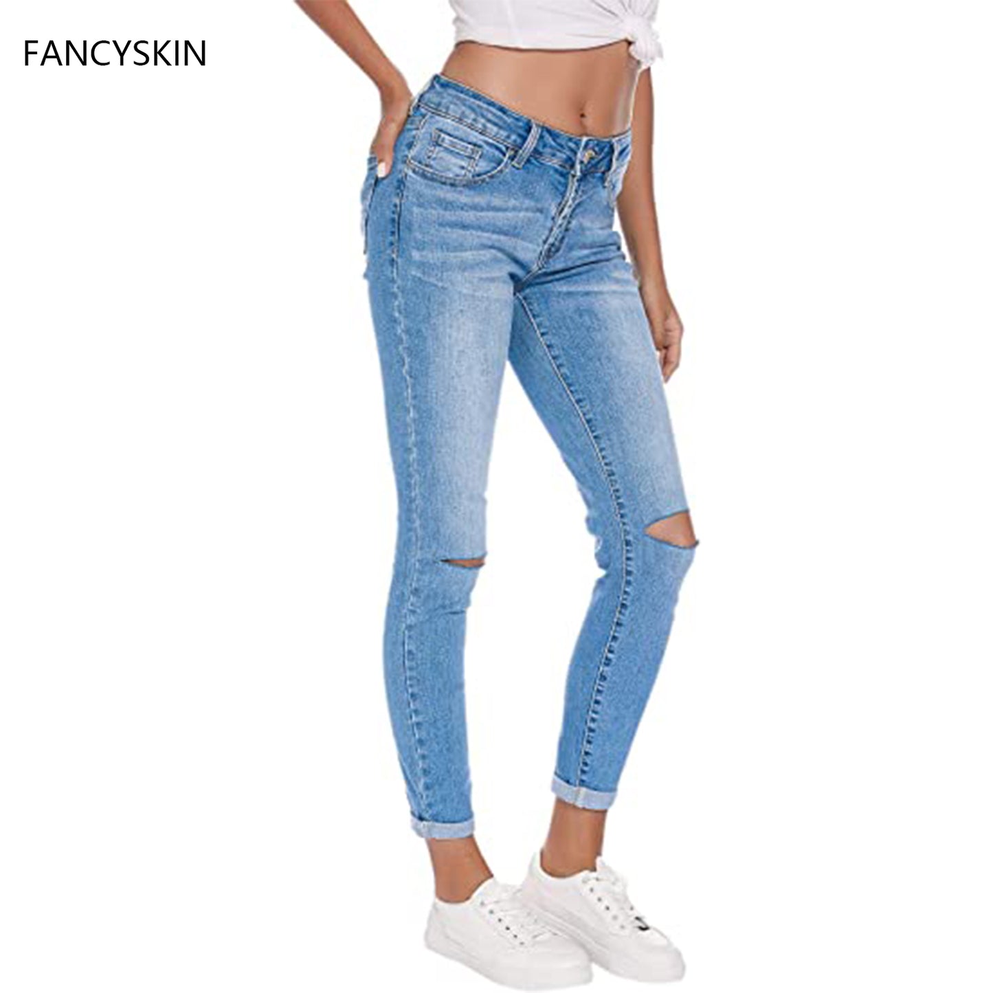 FANCYSKIN Women's Ripped Boyfriend Jeans