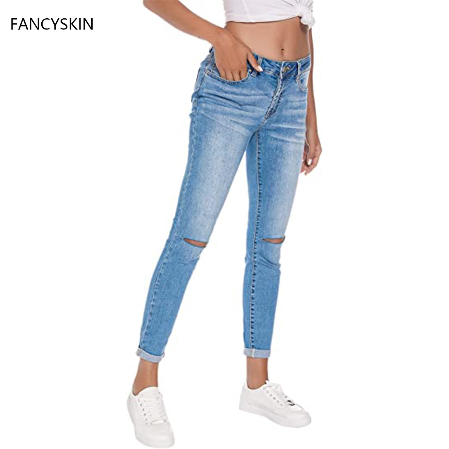 FANCYSKIN Women's Ripped Boyfriend Jeans