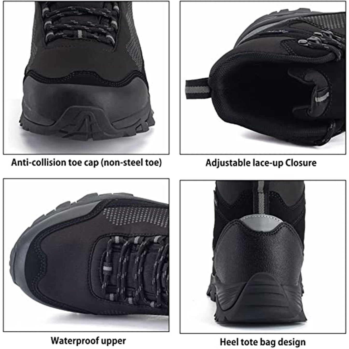KAUACH Hiking Boots for Men Waterproof Lightweight Non-Slip Mid-Rise Outdoor Work Trekking Mountaineering Ankle Shoes