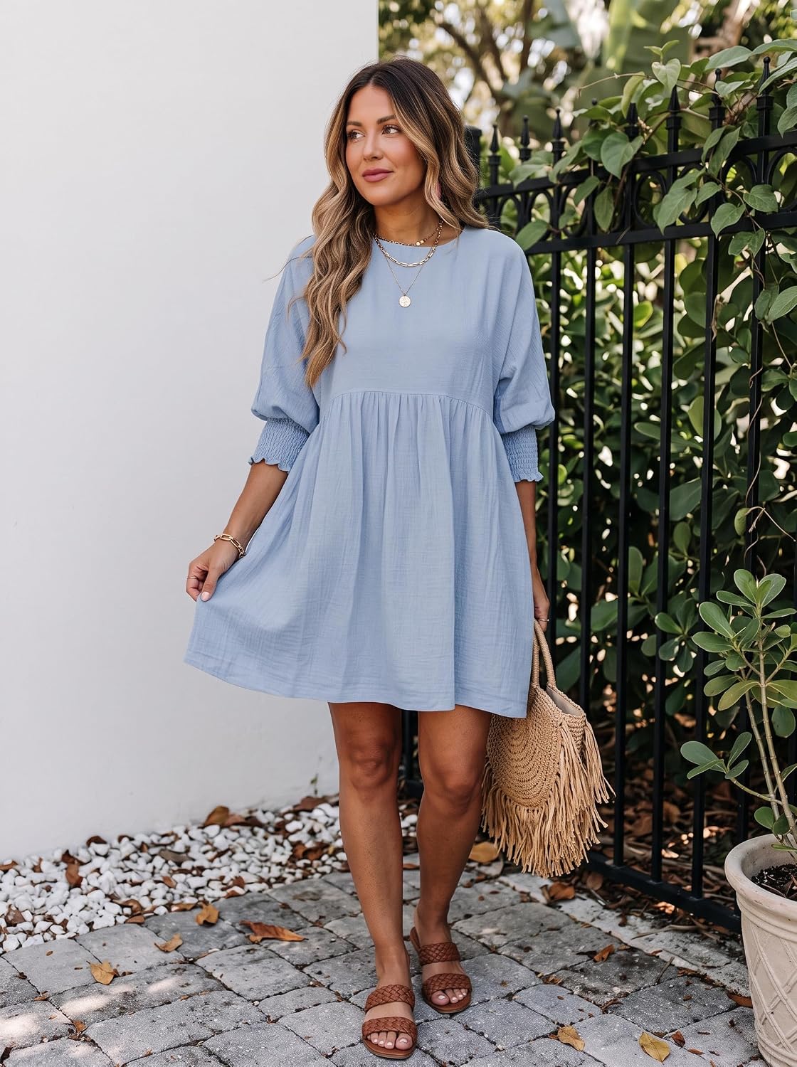 StunShow Womens 3/4 Sleeve Mini Dress