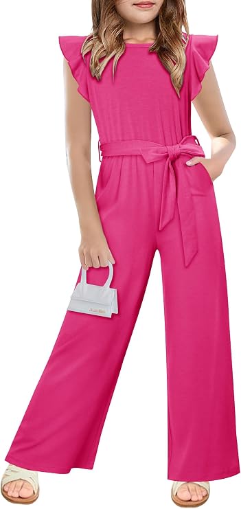 storeofbaby Girls Belted Wide Leg Jumpsuit