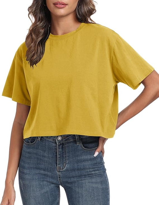 JOINFREE Women's Oversized Cropped T Shirts