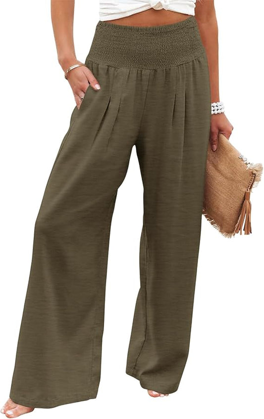 JOINFREE Womens Elastic High Waisted Palazzo Pants
