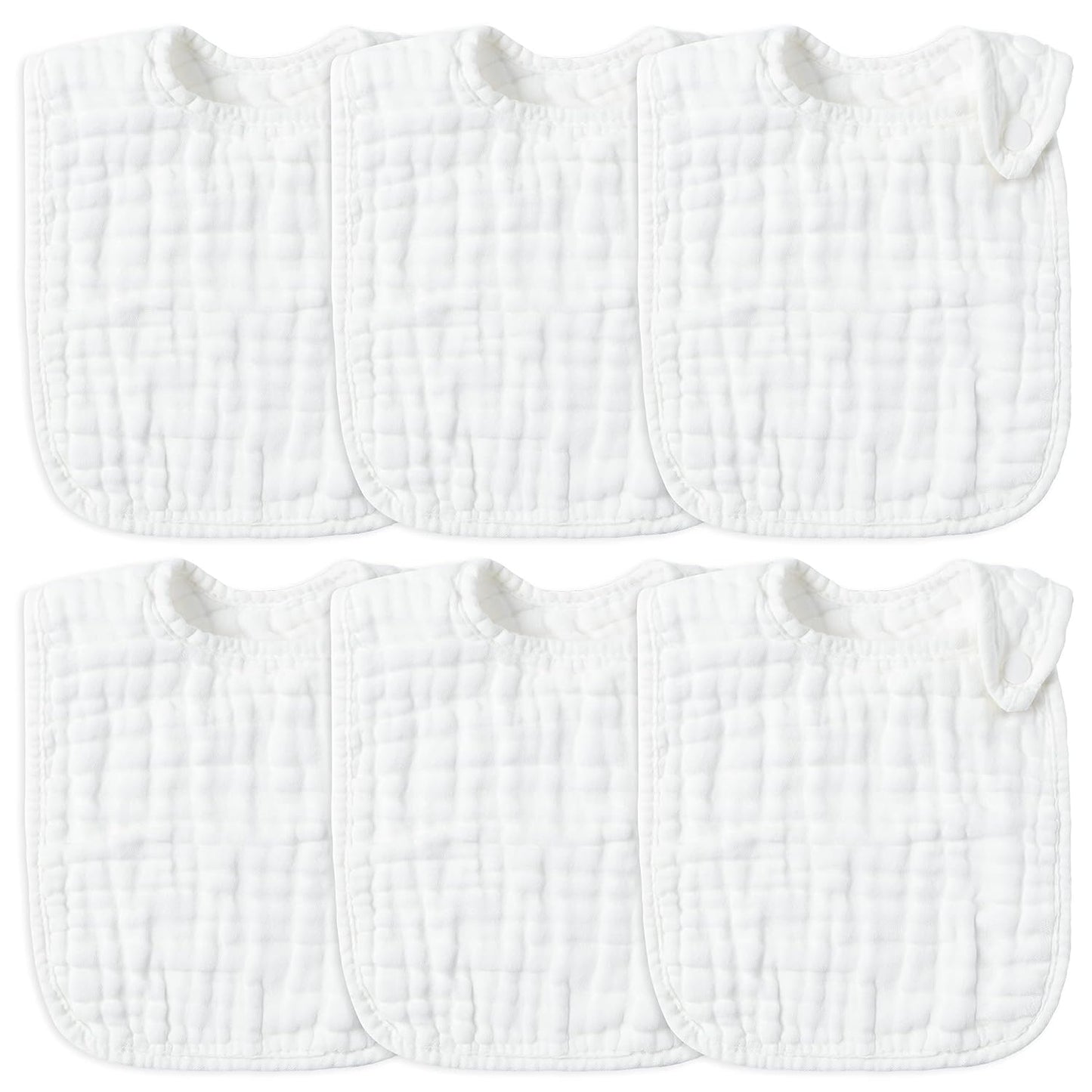 storeofbaby 6Pcs Snap Muslin Cloth Baby Bibs