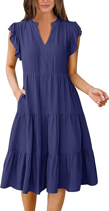 JOINFREE Womens Summer Ruffle Sleeve Dress