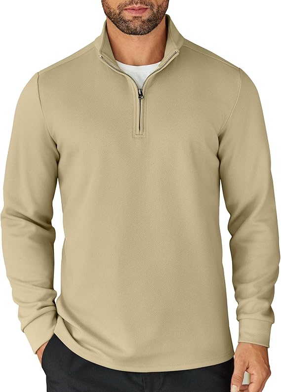 Woenzaia Men's Quarter Zip Up Sweatshirts