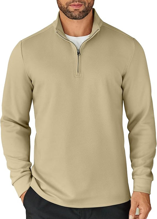 Woenzaia Men's Quarter Zip Up Sweatshirts