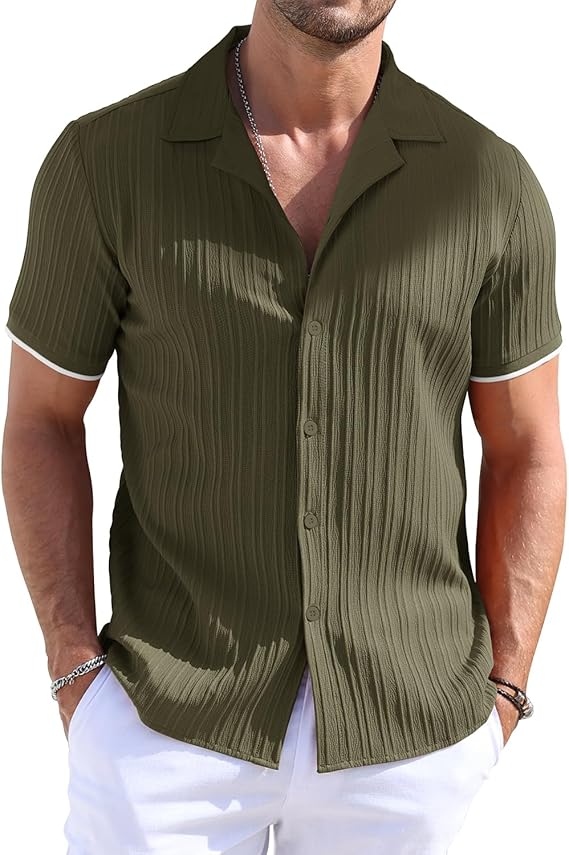 Woenzaia Men's Button Down Summer Shirts