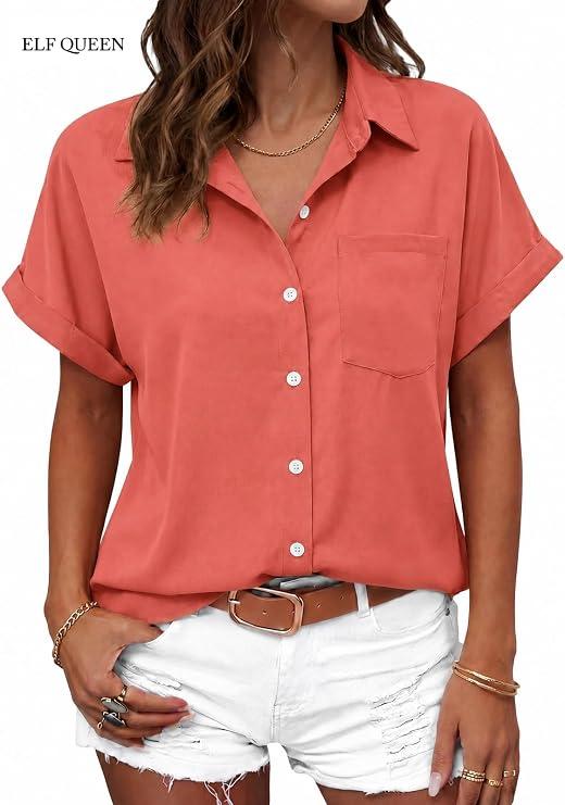 ELF QUEEN Womens Button Down Shirts