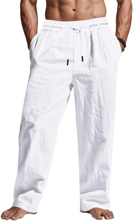 Woenzaia Mens Casual Linen Pants