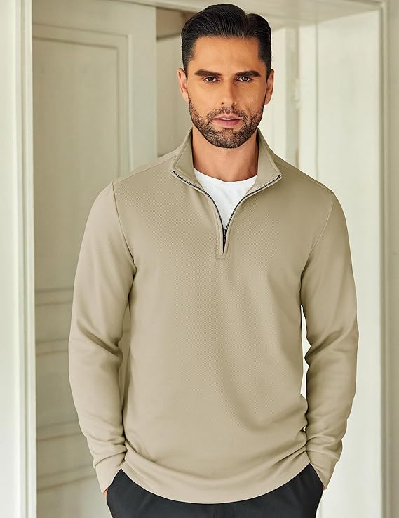 Woenzaia Men's Quarter Zip Up Sweatshirts