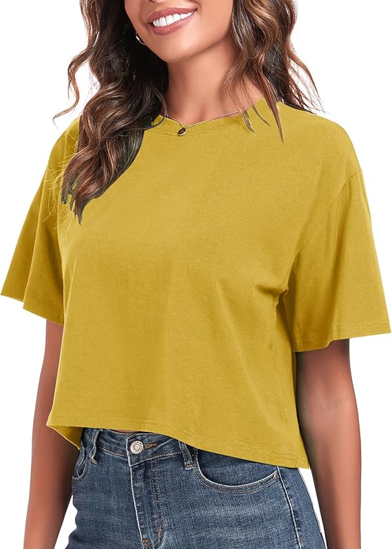 JOINFREE Women's Oversized Cropped T Shirts