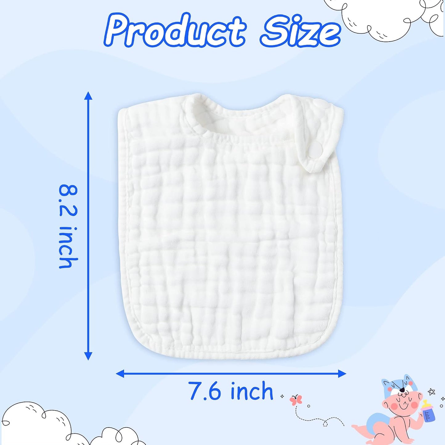 storeofbaby 6Pcs Snap Muslin Cloth Baby Bibs