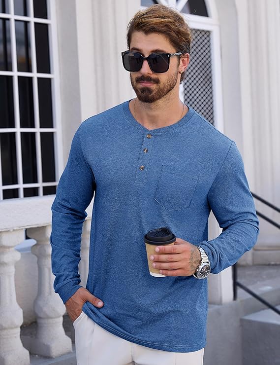 Woenzaia Men's Henley Shirts