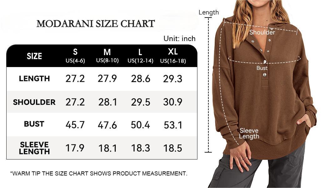 MODARANI Womens Oversized Button Up Hoodie