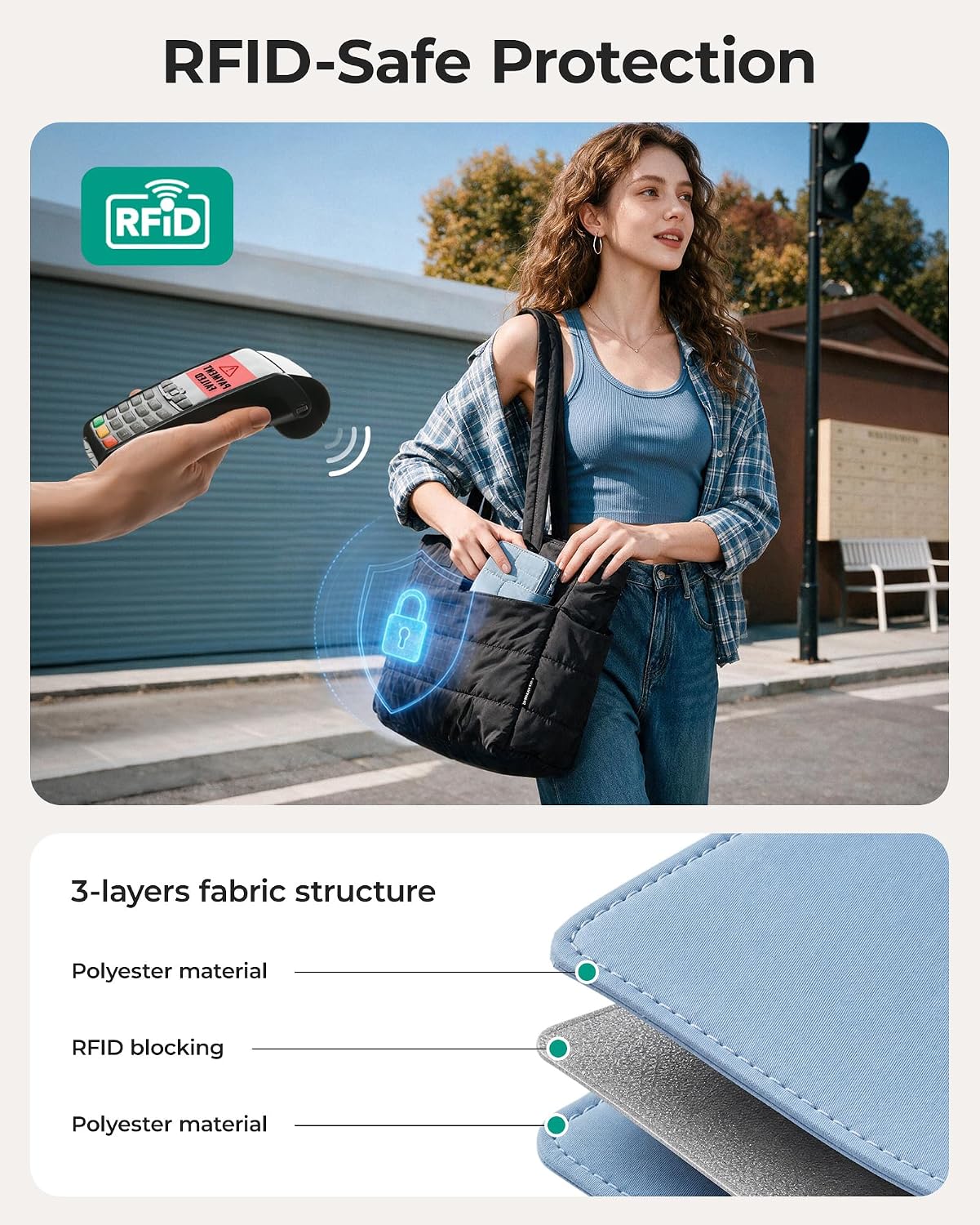 Scurtain Puffy RFID Blocking Bifold Card Holder Purses