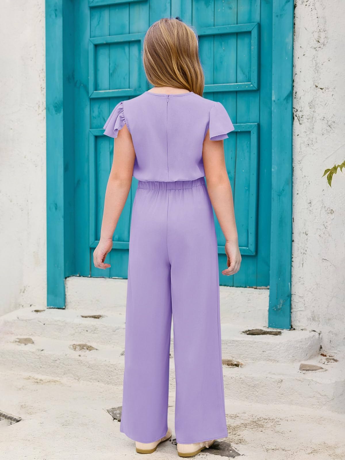 storeofbaby Girls Belted Wide Leg Jumpers Treated With Fire And Heat Retardants
