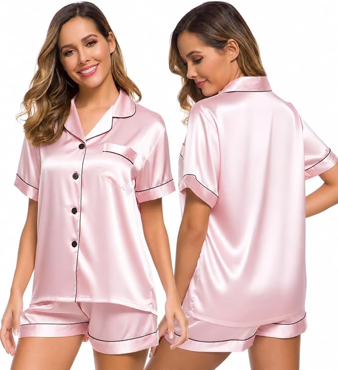 ELF QUEEN Womens Silk Satin Pajamas Set