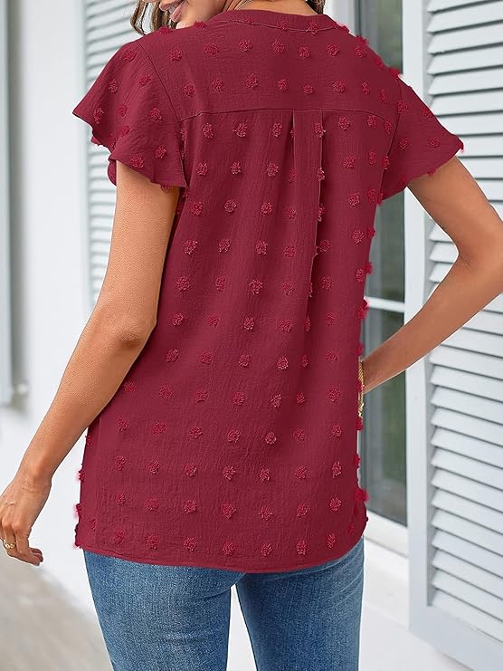ELF QUEEN Women's V Neck Flowy Blouse