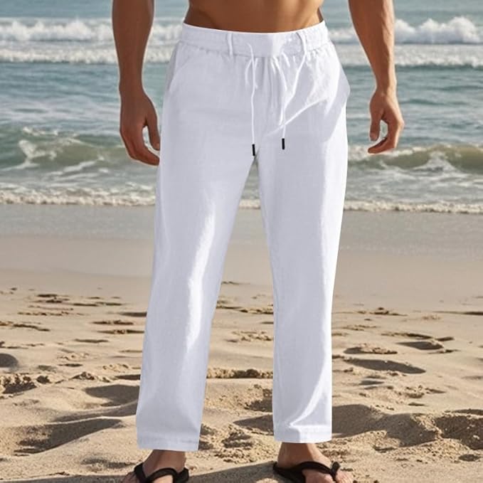 Woenzaia Mens Casual Linen Pants