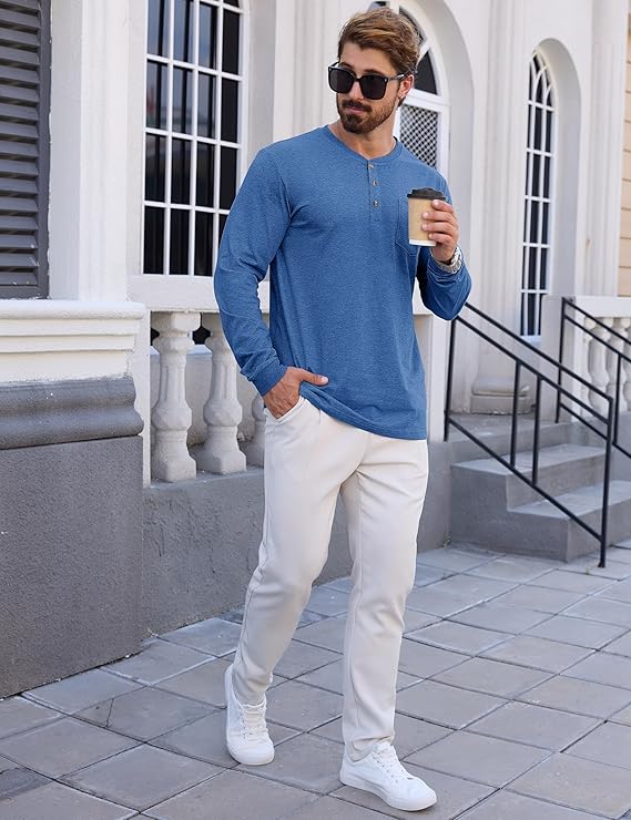Woenzaia Men's Henley Shirts