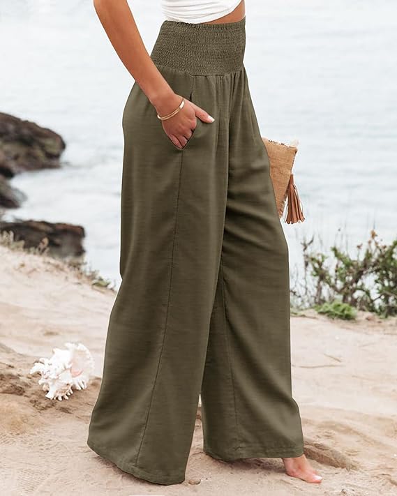 JOINFREE Womens Elastic High Waisted Palazzo Pants