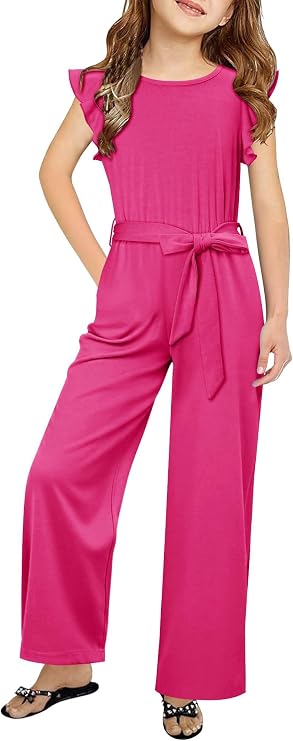 storeofbaby Girls Belted Wide Leg Jumpsuit