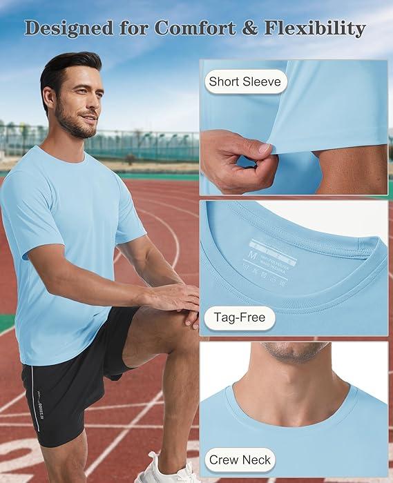 Woenzaia Men's Athletic Running Short Sleeve T-Shirt