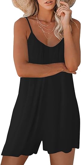 Crazy Grid Womens Sleeveless Strap Loose Adjustable Jumpsuits