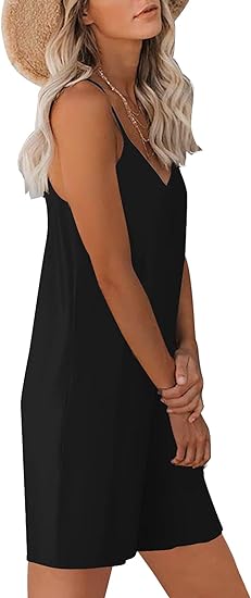 Crazy Grid Womens Sleeveless Strap Loose Adjustable Jumpsuits