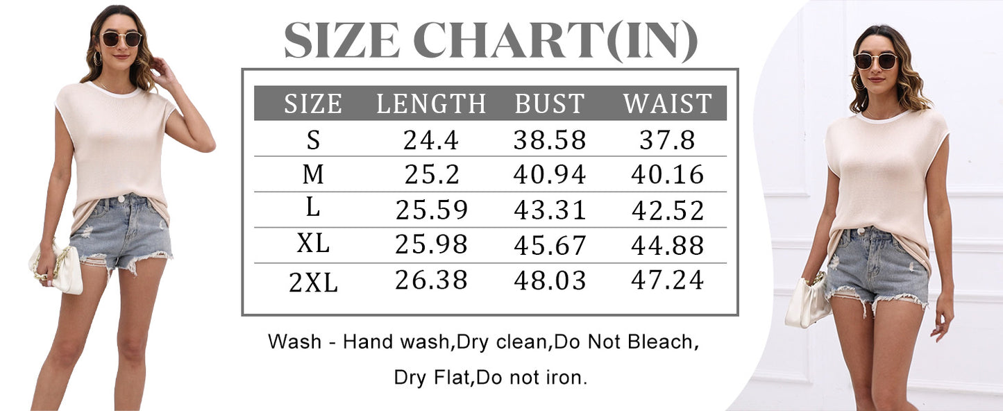 KISSMODA Womens Cap Sleeve Knit Shirts