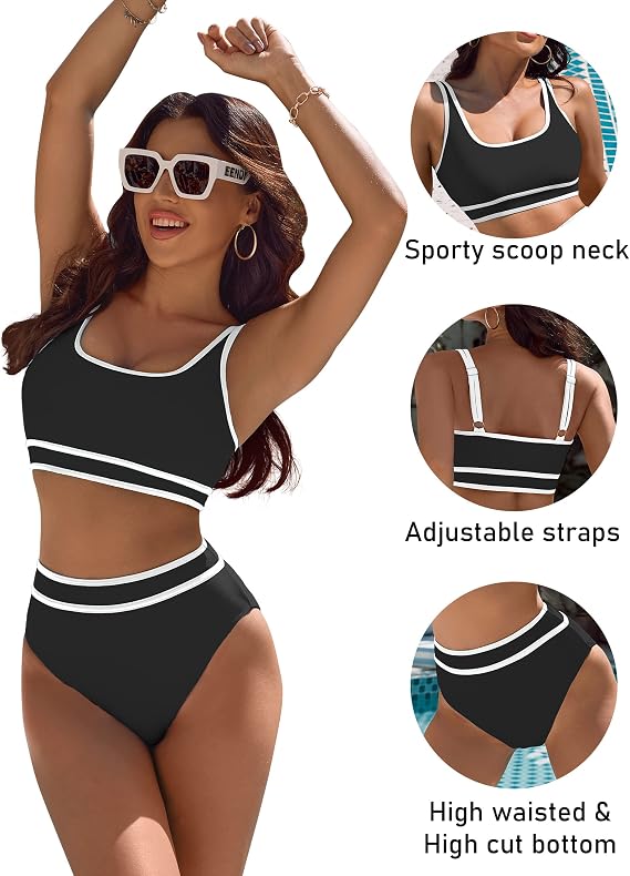 onlypuff Womens High Waisted Swimwear