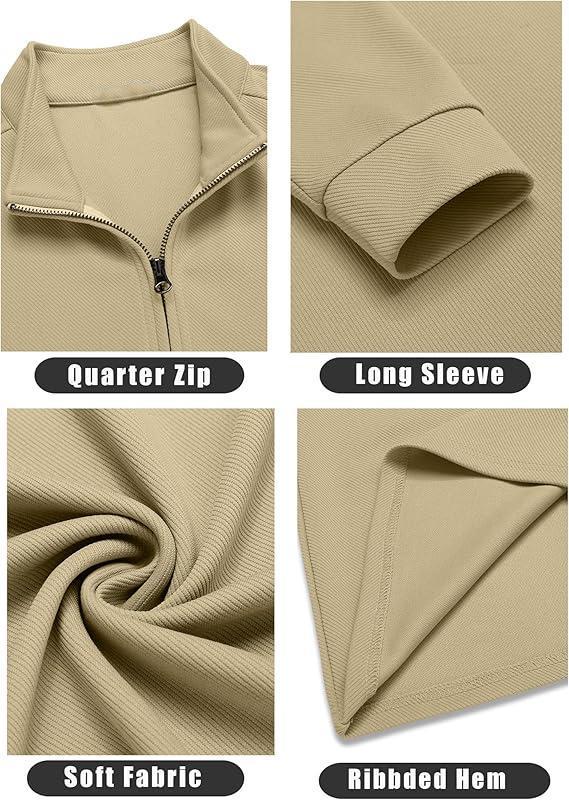 Woenzaia Men's Quarter Zip Up Sweatshirts
