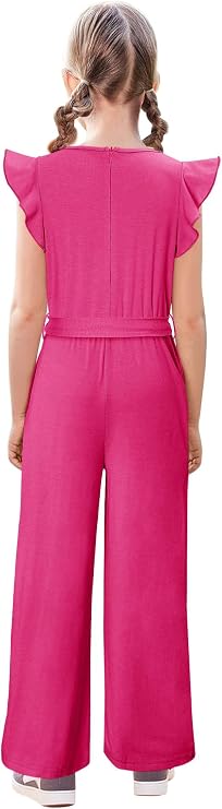 storeofbaby Girls Belted Wide Leg Jumpsuit