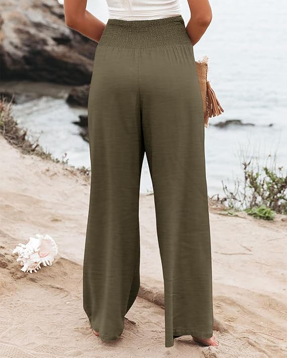 JOINFREE Womens Elastic High Waisted Palazzo Pants